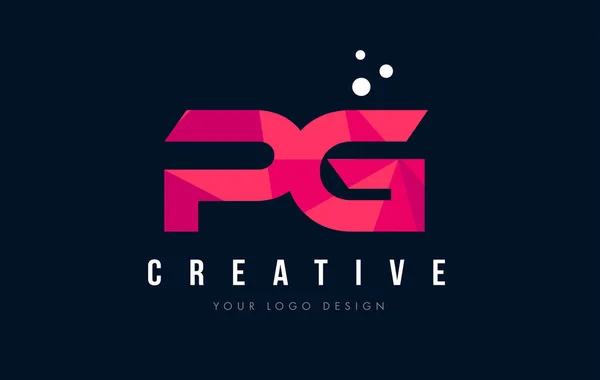 PG P G brief Logo met paarse lage Poly roze driehoeken Concept — Stockvector