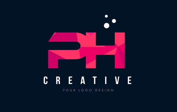 PH P H list Logo z koncepcją trójkątów różowy fioletowy Low Poly — Wektor stockowy