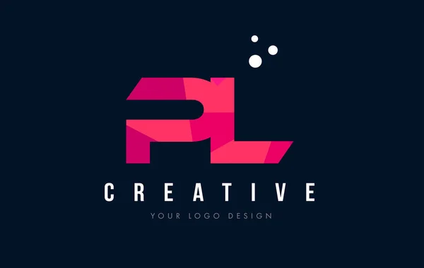 Pl P L brief Logo met paarse lage Poly roze driehoeken Concept — Stockvector