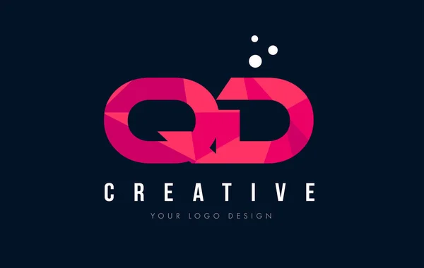 QD Q D list Logo z koncepcją trójkątów różowy fioletowy Low Poly — Wektor stockowy