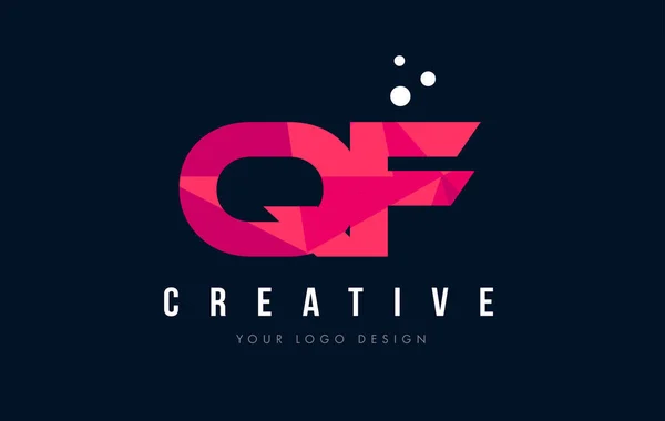 QF Q F list Logo z koncepcją trójkątów różowy fioletowy Low Poly — Wektor stockowy