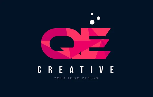 QE Q E Letter Logo with Purple Low Poly Pink Triangles Concept — Stock Vector