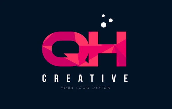 Logotipo de la letra QH G H con Purple Low Poly Pink Triangles Concept — Vector de stock