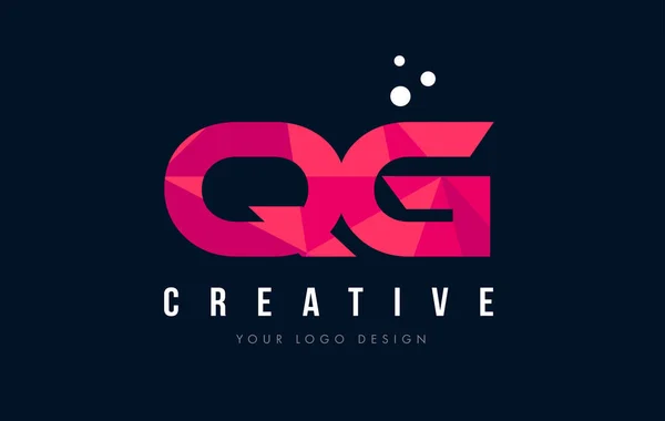 Qg Q G list Logo z koncepcją trójkątów różowy fioletowy Low Poly — Wektor stockowy