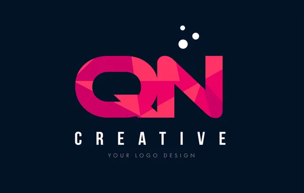 Logo Qn Q N list z koncepcją trójkątów różowy fioletowy Low Poly — Wektor stockowy