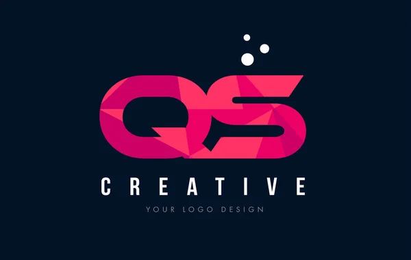 QS Q S list Logo z koncepcją trójkątów różowy fioletowy Low Poly — Wektor stockowy