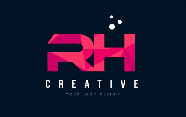 RH R H list Logo z koncepcją trójkątów różowy fioletowy Low Poly — Wektor stockowy