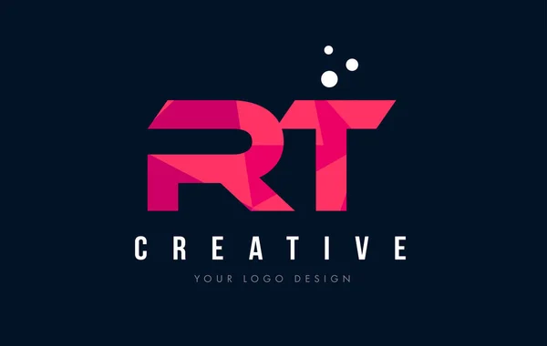 RT R T list Logo z koncepcją trójkątów różowy fioletowy Low Poly — Wektor stockowy