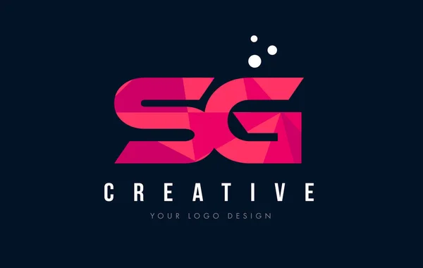 SG S G list Logo z koncepcją trójkątów różowy fioletowy Low Poly — Wektor stockowy