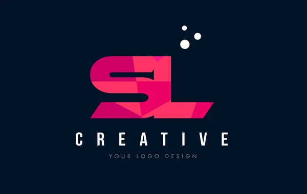 SL S L Letter Logo with Purple Low Poly Pink Triangles Concept — Stock Vector