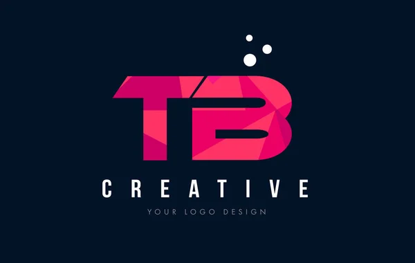 TB T B list Logo z koncepcją trójkątów różowy fioletowy Low Poly — Wektor stockowy