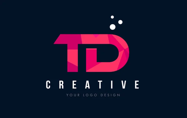 TD T D list Logo z koncepcją trójkątów różowy fioletowy Low Poly — Wektor stockowy