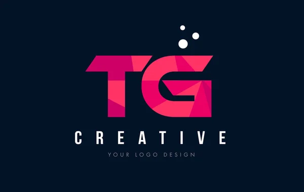 TG T G list Logo z koncepcją trójkątów różowy fioletowy Low Poly — Wektor stockowy