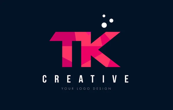 TK T K list Logo z koncepcją trójkątów różowy fioletowy Low Poly — Wektor stockowy