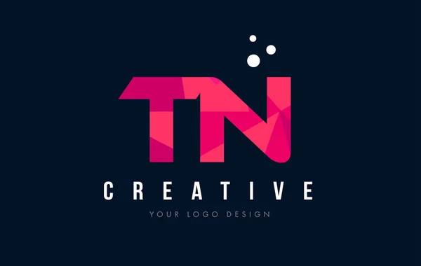 TN T N list Logo z koncepcją trójkątów różowy fioletowy Low Poly — Wektor stockowy