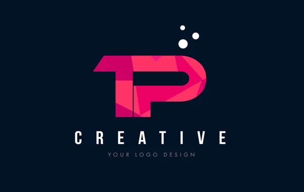 TP T P brief Logo met paarse lage Poly roze driehoeken Concept — Stockvector