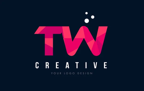 TW T W list Logo z koncepcją trójkątów różowy fioletowy Low Poly — Wektor stockowy