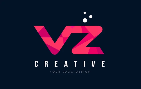 VZ V Z list Logo z koncepcją trójkątów różowy fioletowy Low Poly — Wektor stockowy