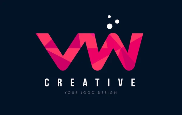 Logotipo de la carta de VW V W con Purple Low Poly Pink Triangles Concept — Vector de stock