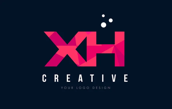 XH X H list Logo z koncepcją trójkątów różowy fioletowy Low Poly — Wektor stockowy