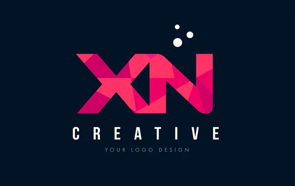 Xn X N brief Logo met paarse lage Poly roze driehoeken Concept — Stockvector