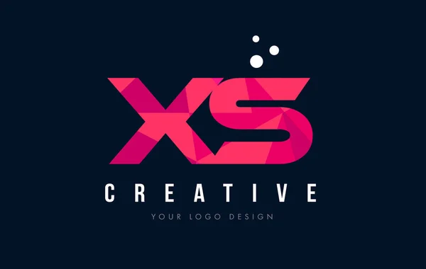 XS X S brief Logo met paarse lage Poly roze driehoeken Concept — Stockvector
