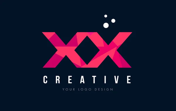 XX X X list Logo z koncepcją trójkątów różowy fioletowy Low Poly — Wektor stockowy