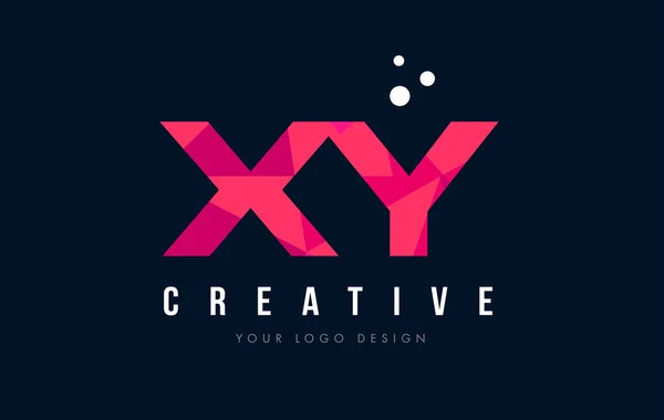 XY X Y brief Logo met paarse lage Poly roze driehoeken Concept — Stockvector