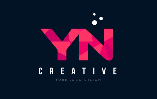 Yn Y N brief Logo met paarse lage Poly roze driehoeken Concept — Stockvector