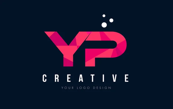 YP Y P brev logotyp med lila låg Poly rosa trianglar koncept — Stock vektor