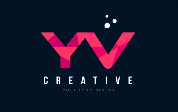 YV Y V list Logo z koncepcją trójkątów różowy fioletowy Low Poly — Wektor stockowy