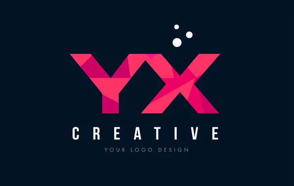 Yx Y X list Logo z koncepcją trójkątów różowy fioletowy Low Poly — Wektor stockowy