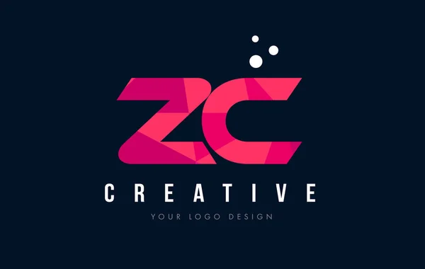 Zc Z C list Logo z koncepcją trójkątów różowy fioletowy Low Poly — Wektor stockowy