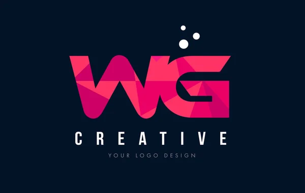 Literę G wg W Logo z koncepcją trójkątów różowy fioletowy Low Poly — Wektor stockowy