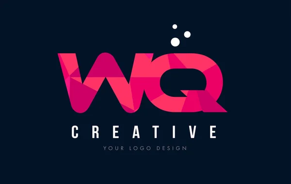 WQ W Q list Logo z koncepcją trójkątów różowy fioletowy Low Poly — Wektor stockowy