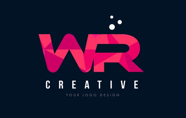 WR W R list Logo z koncepcją trójkątów różowy fioletowy Low Poly — Wektor stockowy