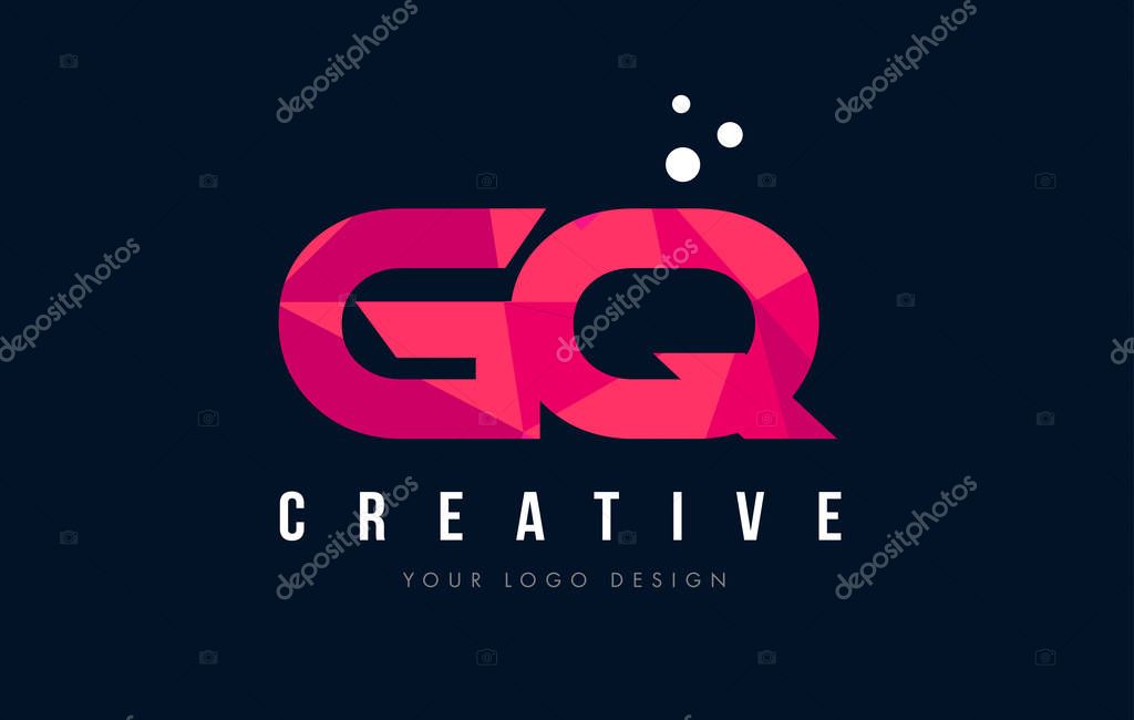 GQ G Q Purple Letter Logo Design with Low Poly Pink Triangles Concept