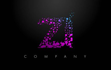 Zi Z Logo Purple partikül ve kabarcık noktalar ile mektup