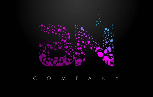 BN B N Letter Logo with Purple Particles and Bubble Dots — Stock Vector