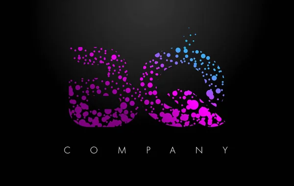 BQ B Q brief Logo met paarse deeltjes en Bubble Dots — Stockvector