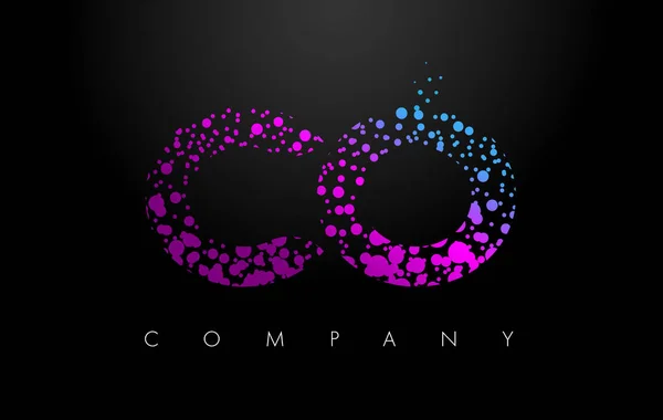 紫色の粒とバブル ドット Co C O 文字ロゴ — ストックベクタ