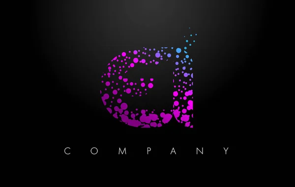 EI E я лист логотип з фіолетовим частинок і міхур точок — стоковий вектор