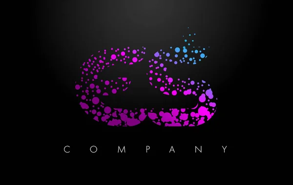 ES E S logotipo da carta com partículas roxas e pontos bolha — Vetor de Stock