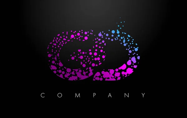 Логотип GD G D с фиолетовыми частицами и пузырьковыми точками — стоковый вектор