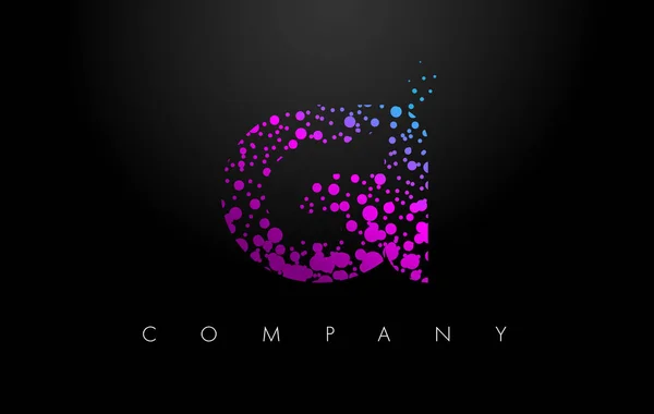 GI G I Logo lettre avec des particules violettes et des points à bulles — Image vectorielle