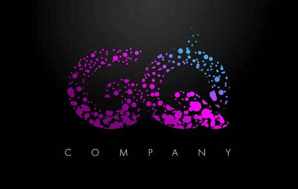紫色の粒とバブル ドット Gq G Q 文字ロゴ — ストックベクタ