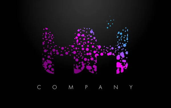 HH H H Letter Logo with Purple Particles and Bubble Dots — Stock Vector