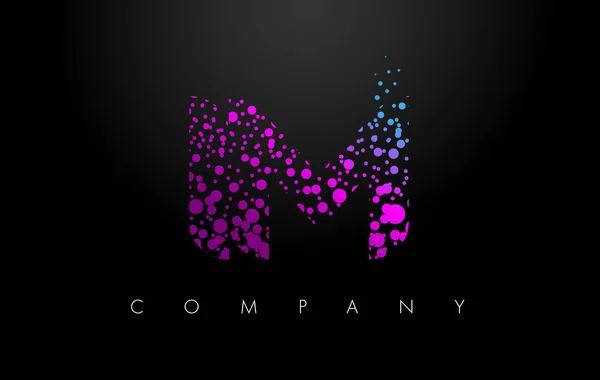 IM I M logotipo da carta com partículas roxas e pontos bolha — Vetor de Stock