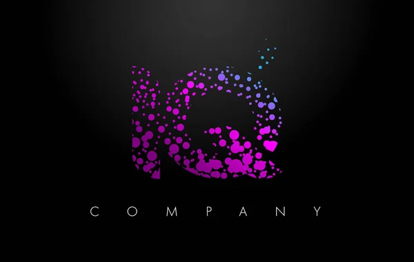 QI Q letra logotipo com partículas roxas e pontos bolha —  Vetores de Stock