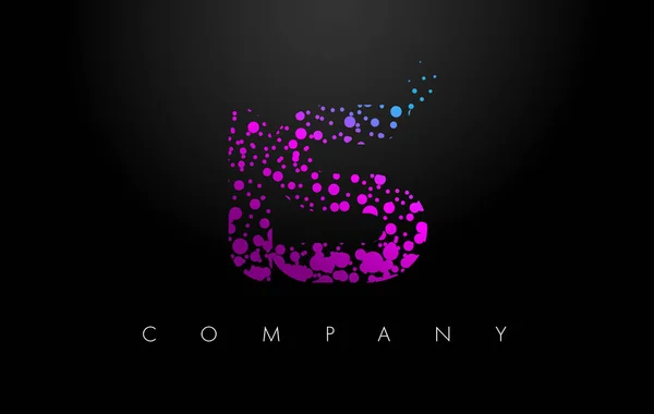 É o logotipo da letra I S com partículas roxas e pontos de bolha —  Vetores de Stock